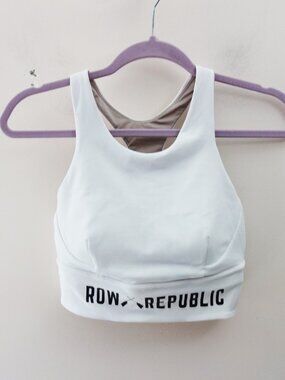 Lululemon High Neck Longline White "ROW Republic" Sports Bra (8)